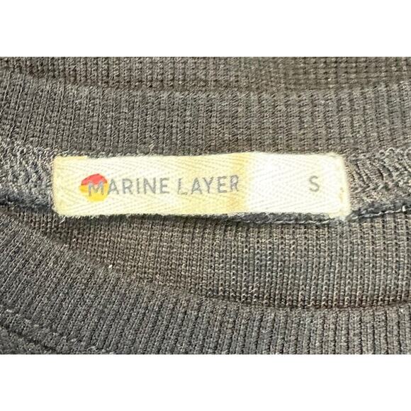 Marine Layer Womens Small Lexi Ribbed Puff Long Sleeve Black Top Sweater Preppy - Picture 4 of 9
